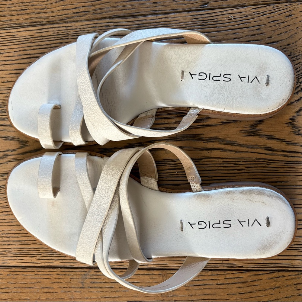 Via Spiga Cream Strappy Sandals